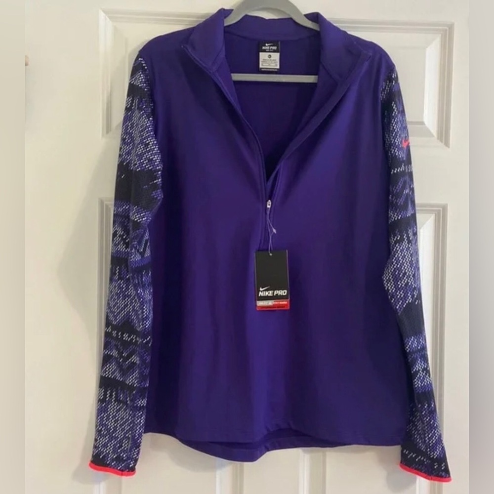NIKE PRO HYPERWARM TRAINING SHIRT NORDIC COURT PURPLE/HYPER CRIMSON WOMEN